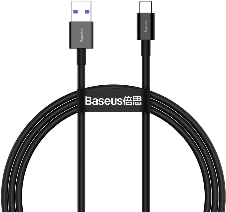 Kabllo për karikim / të dhëna Baseus Superior Series USB-A - USB-C, 66W, 1m, e zezë