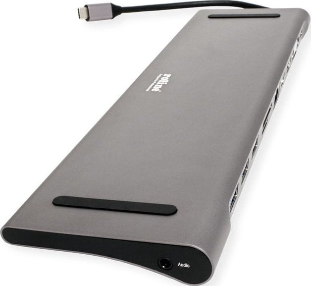 Docking station Roline USB 3.2 Gen 2 Type C, 4K HDMI, LAN, gri e zezë