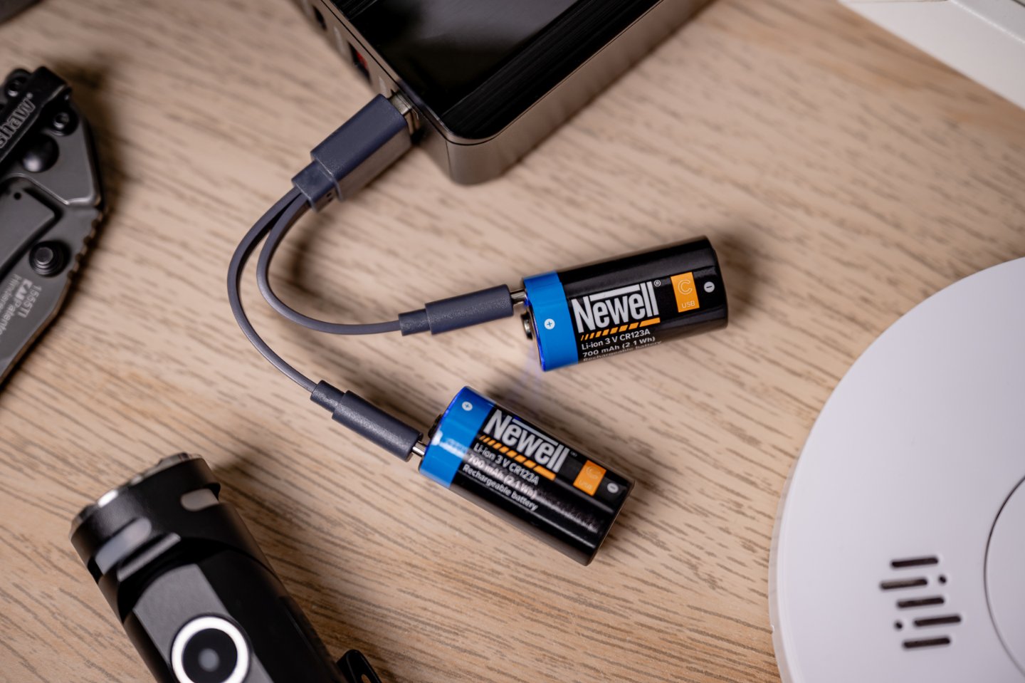 Bateri e rikarikueshme Newell CR123A USB-C, 700 mAh, set 2 copë