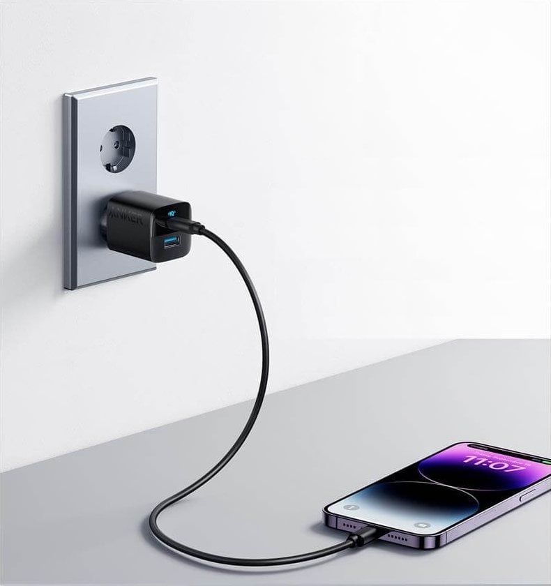 Ngarkues muri Anker 323, 33W, 1x USB C 1x USB A, i bardhë