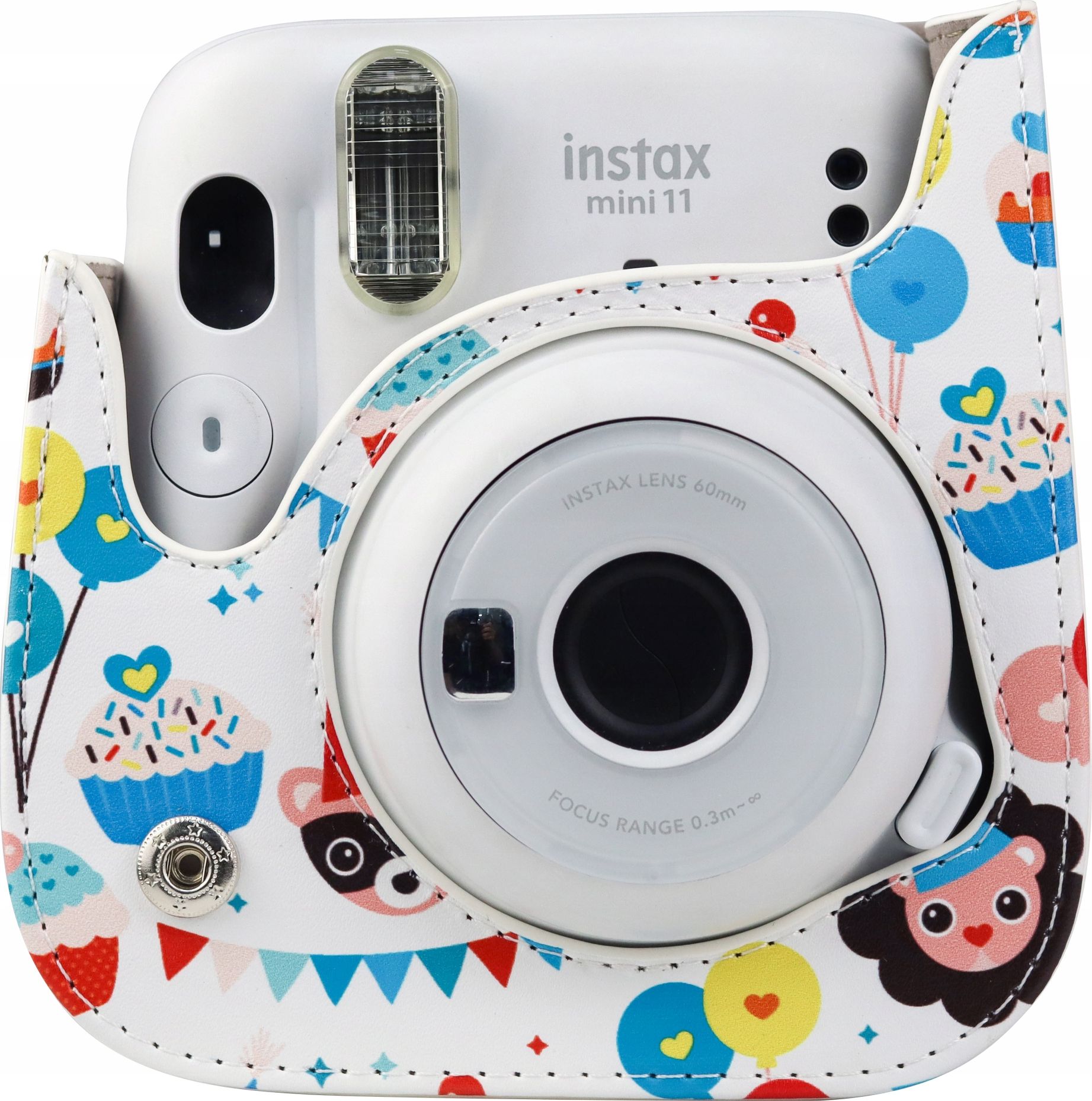 Кутивче LoveInstant за Fujifilm Instax Mini 11, дизајн Birthday, еко кожа, бело