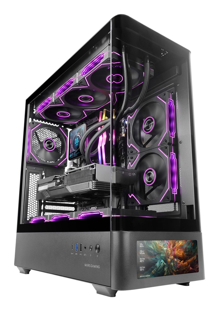 Kase gaming Mars Gaming MC-LCDPRO, ATX, ekran IPS LCD 7.2", xham i fortë i zi