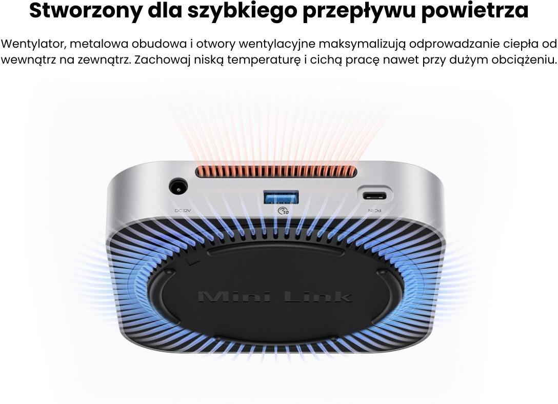 Docking station Orico MiniLink M49P për Mac Mini M4, USB C 10 Gbps, M.2 NVMe SSD, metalik