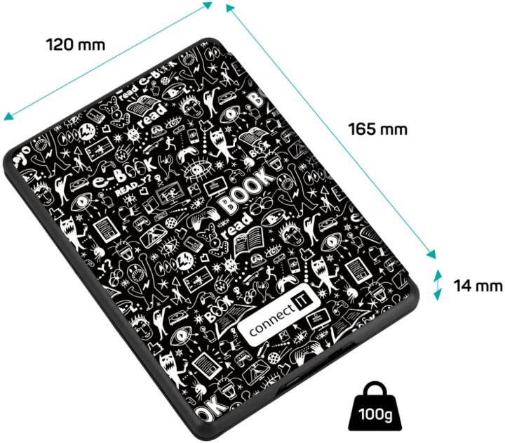 [OUTLET] Mbrojtëse CONNECT IT Doodle për Amazon New Kindle 2019/2020 (Gjen. e 10-të), e zezë