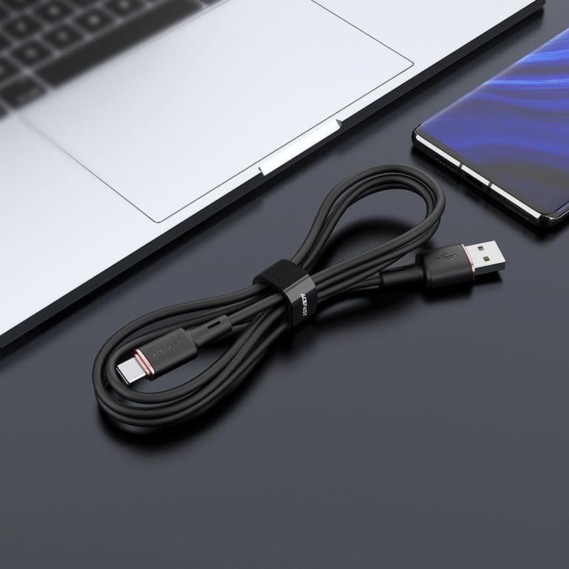 Kabllo USB Acefast USB-A në USB-C, 1.2m, 3A Quick Charge, e zezë