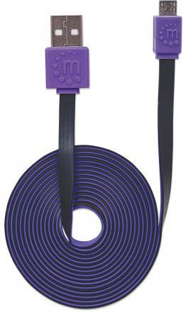 Kabllo USB Manhattan Flat, USB A në Micro USB B, 1m, zi lejla