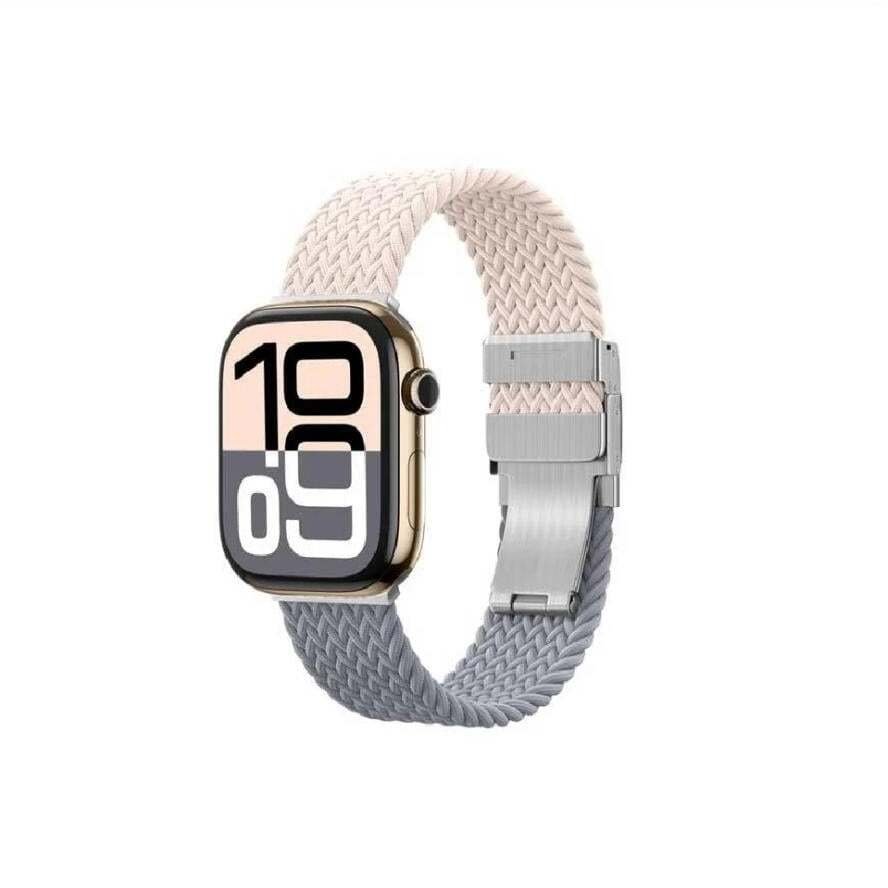 Rrip ore inteligjente Amazingthing Nylon Strap, për Apple Watch 45 46 49mm, MagniFit, rozë gri