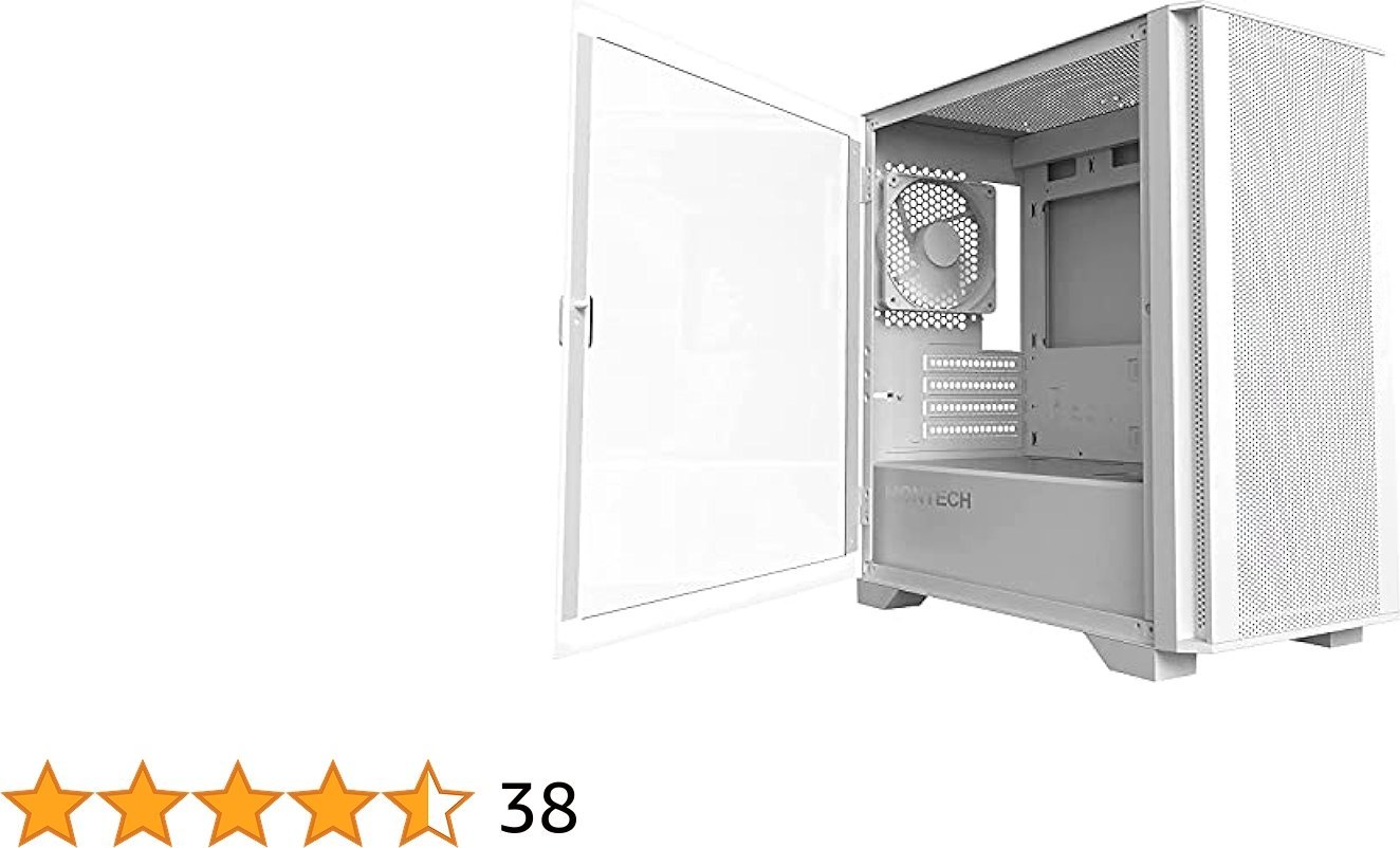 Kase kompjuteri Montech AIR 100 LITE, MicroATX, xham i temperuar, e bardhë