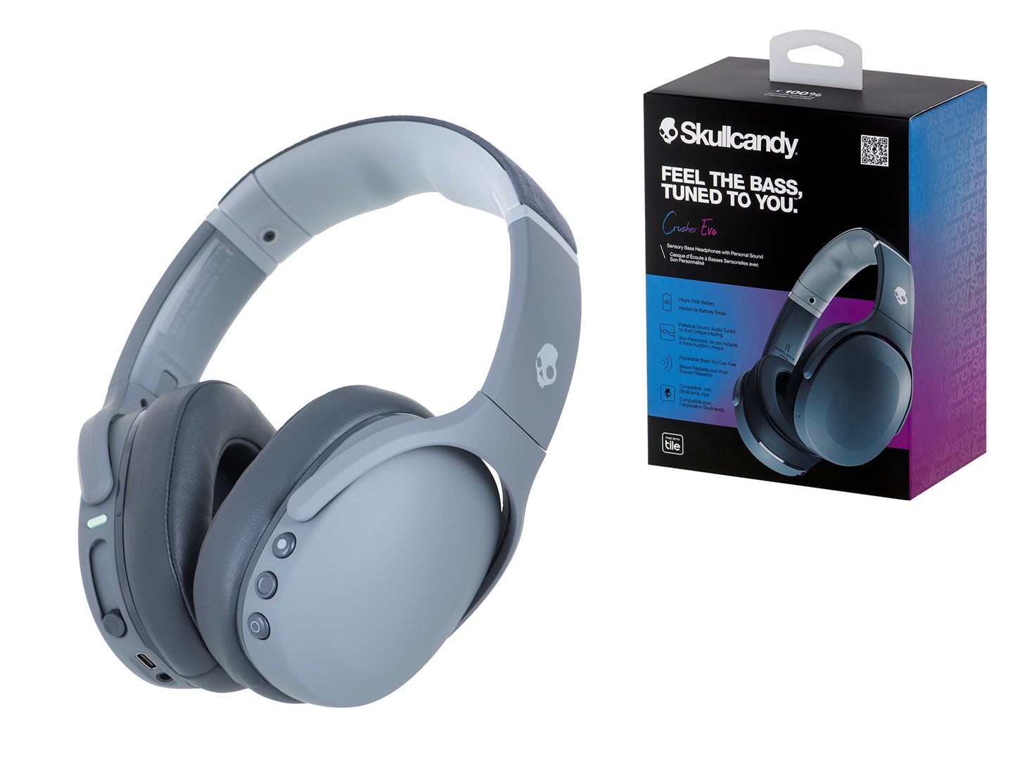 Kufje Skullcandy Crusher Evo, Wireless, të hirta