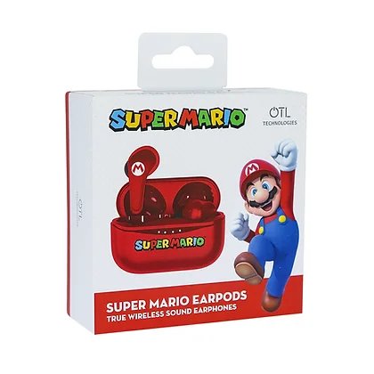 Kufje wireless OTL Technologies SM0894 Super Mario TWS, Bluetooth 5.0, me kuti karikimi, të kuqe