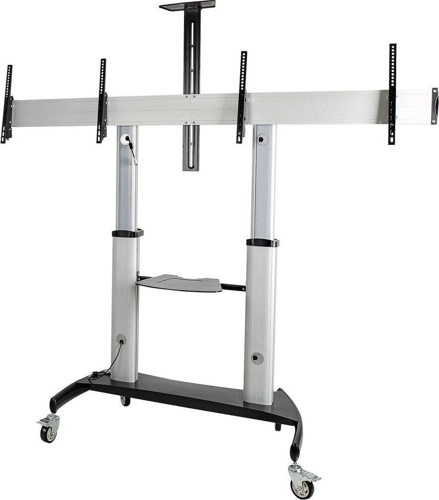 Karrocë lëvizëse për TV StarTech.com Dual TV Cart, për 2 TV 37"-60", lartësi e rregullueshme, rrota me bllokim, e zezë