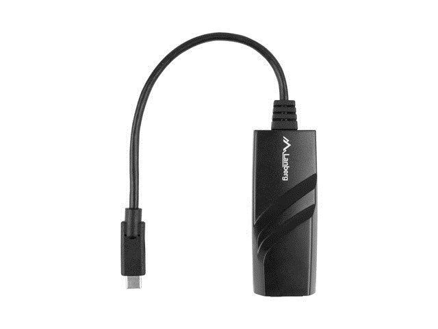 [OUTLET] Përshtatës rrjeti Lanberg, USB-C në RJ45, 1Gbps, 15cm, i zi