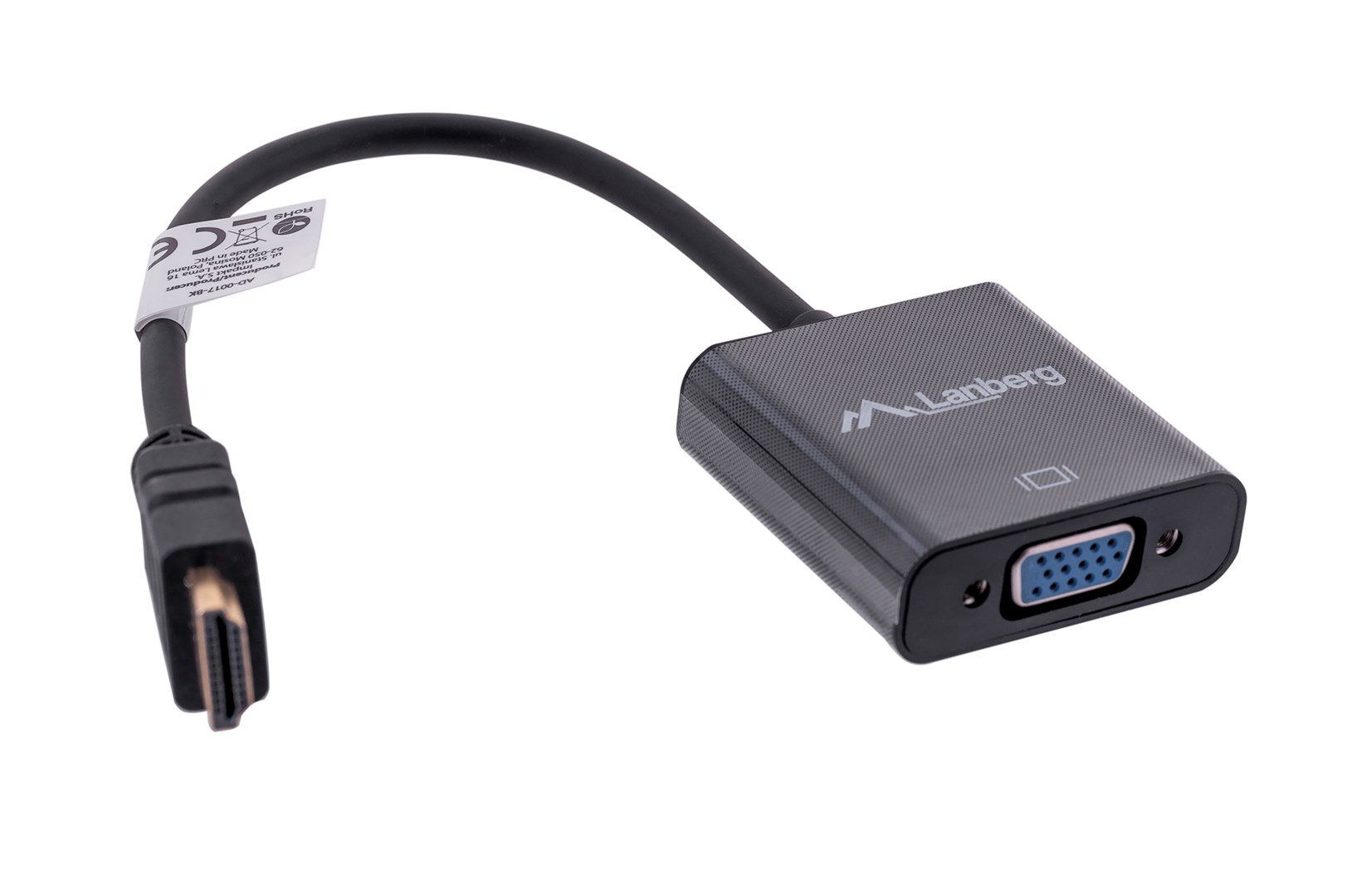 Kabllo adapter HDMI në VGA me audio, 20 cm, e zezë