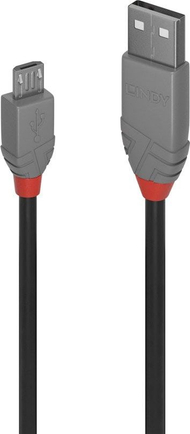 Kabllo USB Lindy 36732, USB A në micro USB, 1 m, gri