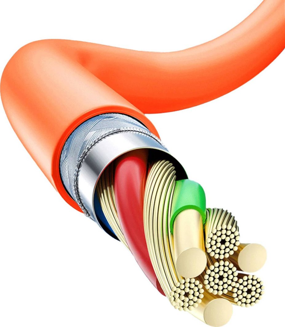 Kabllo Dudao Lightning - USB-C, 1m, portokalli