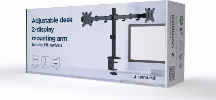 Mbajtëse tavoline për 2 monitorë Gembird (MA-D2-01), 17" - 32", e zezë
