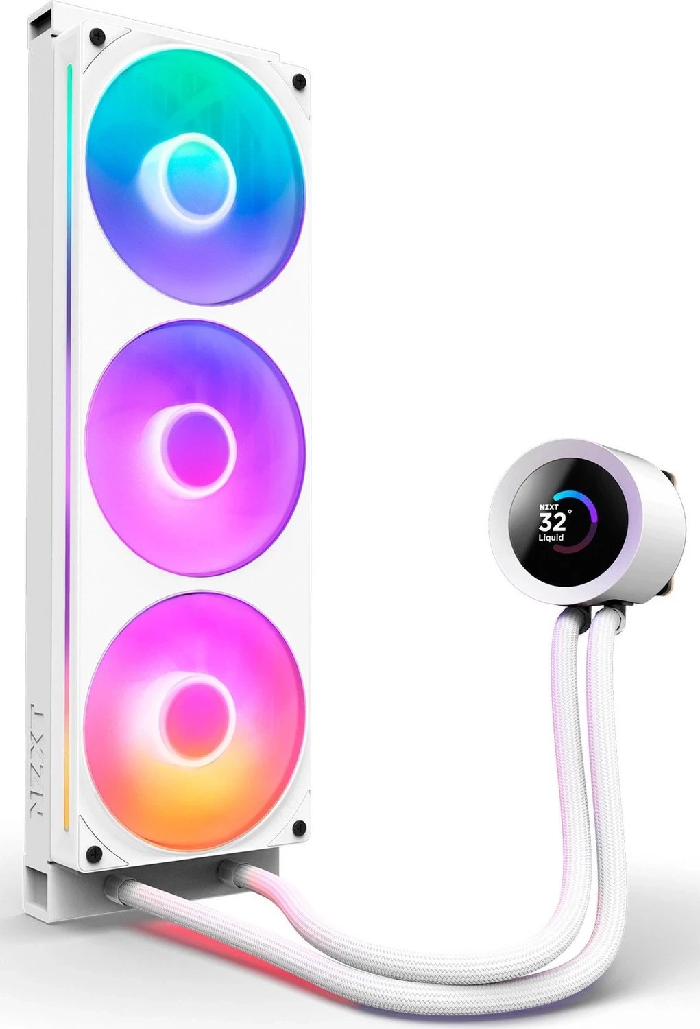 Ftohës uji për procesor NZXT Kraken Plus 360 RGB, 360 mm, ekran LCD, i bardhë