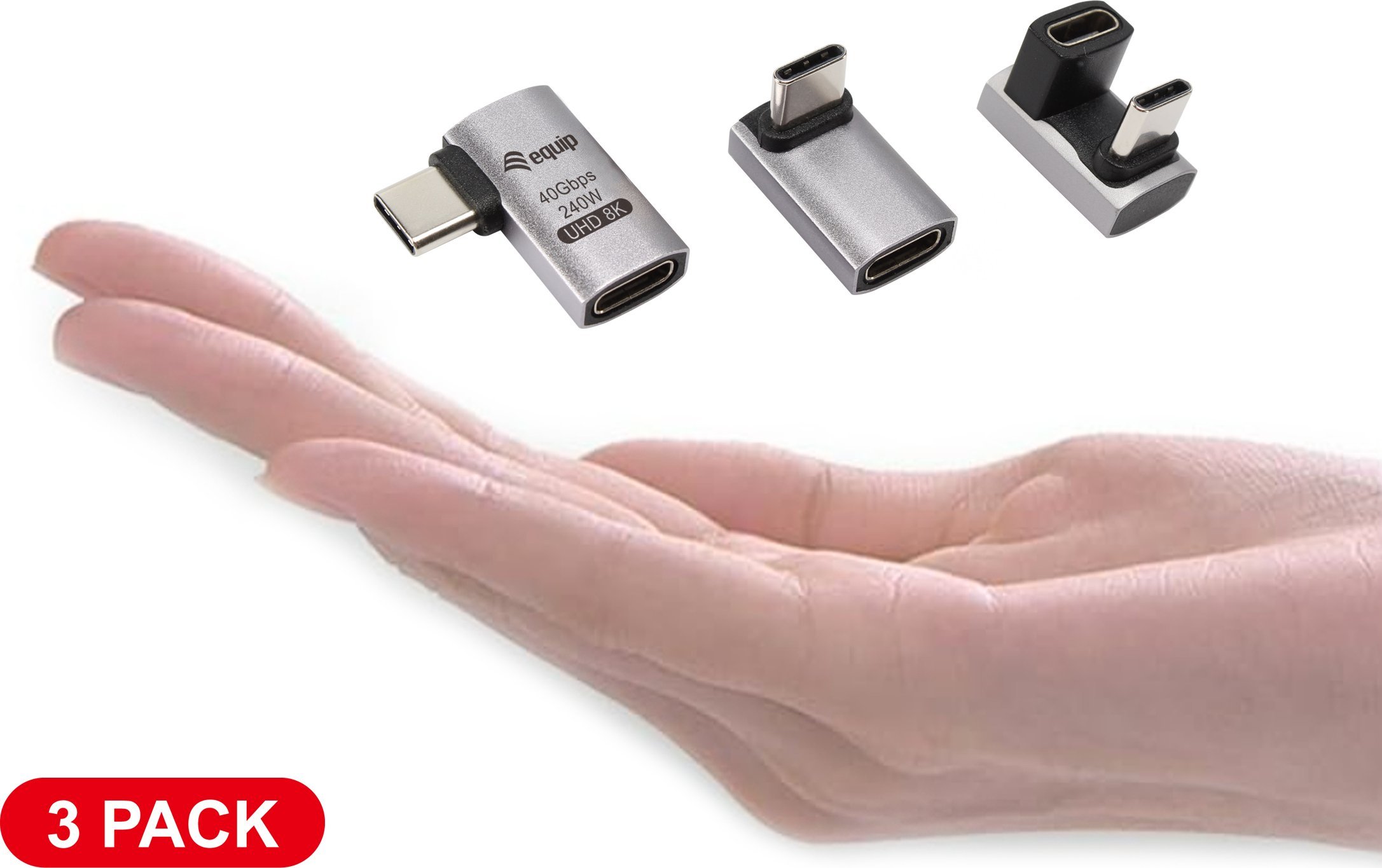 Adapter USB-C Equip USB4 C në C, 40Gbps, PD 240W, set 3 copë