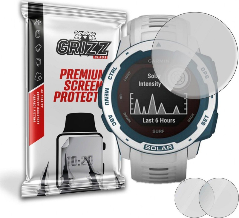 Folie mbrojtëse mat GrizzGlass për Garmin Instinct Solar Surf Edition, set 2 copë, transparente