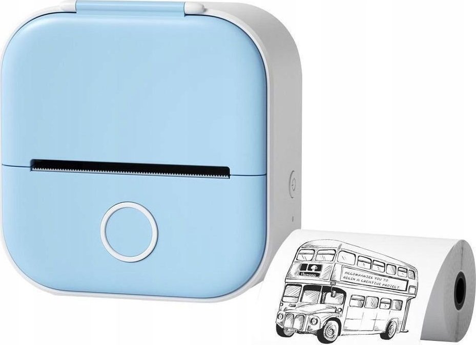 Printer termik me Bluetooth Phomemo T02, portabël, bateri 1000mAh, blu