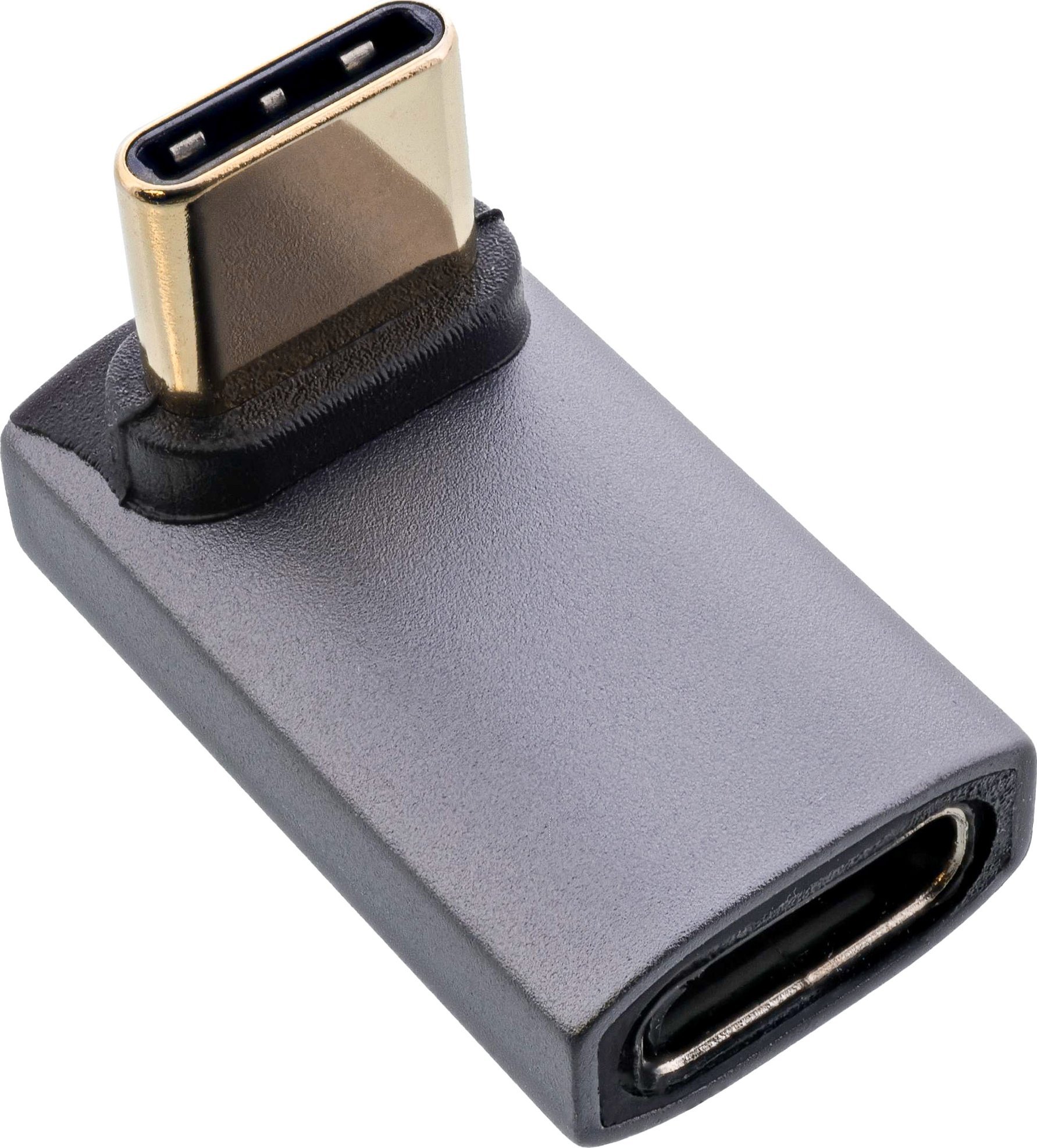 Adapter USB InLine USB4, USB C kënd lart poshtë, alumin, gri
