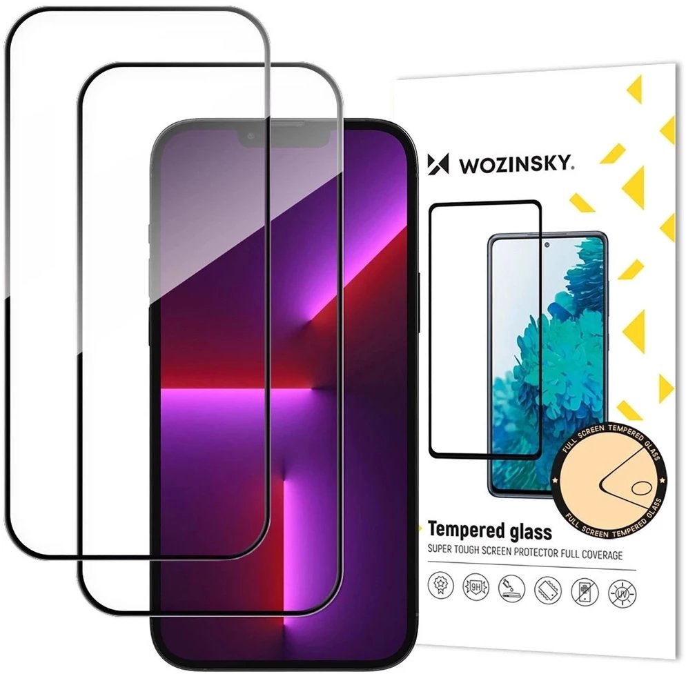 Xham mbrojtës Wozinsky Full Glue, 2 copë, për iPhone 16 Pro dhe iPhone 17, transparent