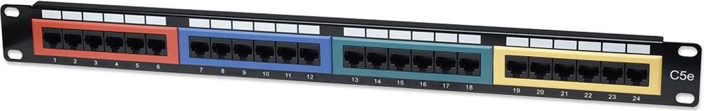 Patch panel Intellinet Cat5e, 24 porta RJ 45, 1U, i zi