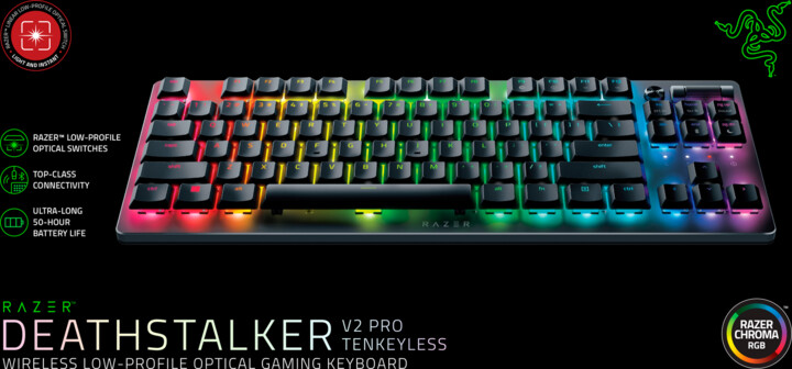 Tastierë Razer DeathStalker V2 Pro, TKL, Red switch, US