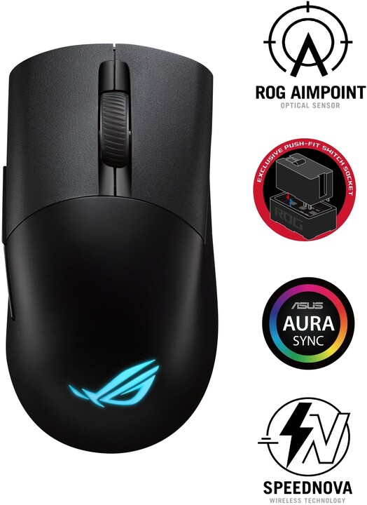 Maus ASUS ROG Keris Wireless Aimpoint, i zi