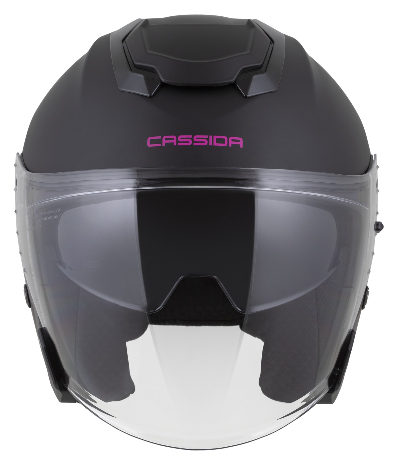 Helmetë jet Cassida Jet Tech 2.0 Solid, polycarbonate, ECE 22.06, e zezë mat rozë