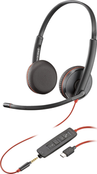 Kufje Poly Blackwire C3225, stereo, USB C dhe USB A, të zeza