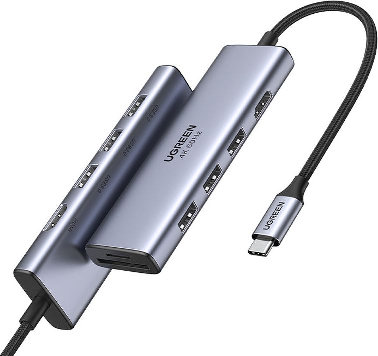 Docking stacion Ugreen UGR1078GRY, USB C 5 në 1, HDMI 4K, gri