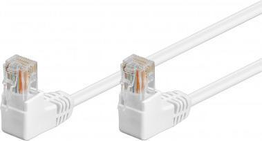 Kabllo rrjeti goobay UTP Cat 5e, 1m, konektorë të kënduar 90°, e bardhë