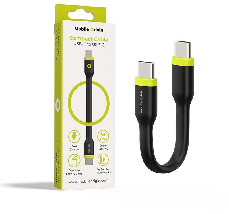 Kabllo karikimi Mobile Origin Compact, USB C në USB C, e zezë