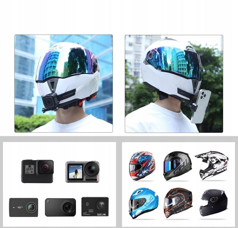 Mbajtëse helmete për kamerë Puluz PU847B, montim GoPro, ABS fleksibël, e zezë