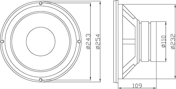Subwoofer për makinë Blow HiFi Car Speaker 9537 GDN25, 10", 8 Ohm, i zi