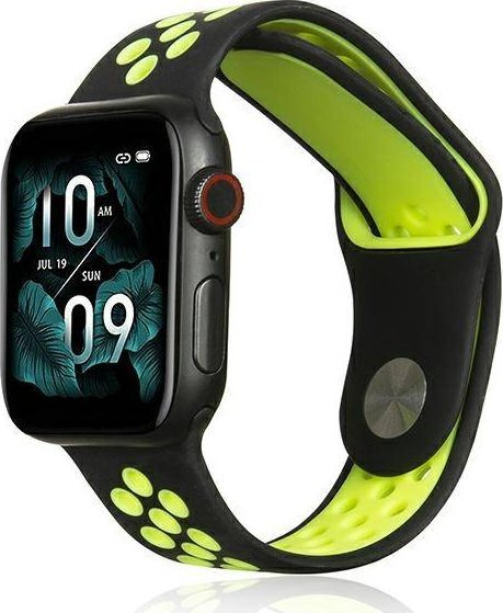 Rrip dore Beline Sport Silicone për Apple Watch, 38/40/41mm, i zi jeshile lime