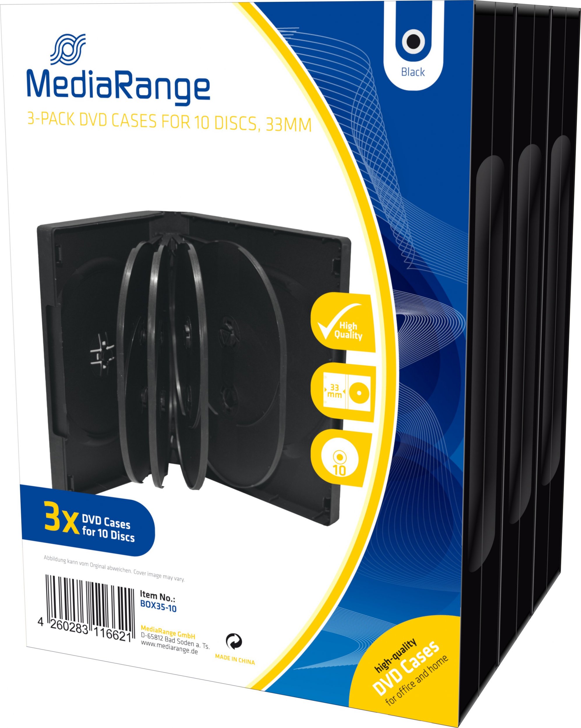 Kuti optike MediaRange BOX35-10, për 10 disqe DVD, e zezë