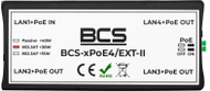 Проширювач на мрежа PoE BCS BCS-xPoE4/EXT-II, неуправуван, 4 порти, црн