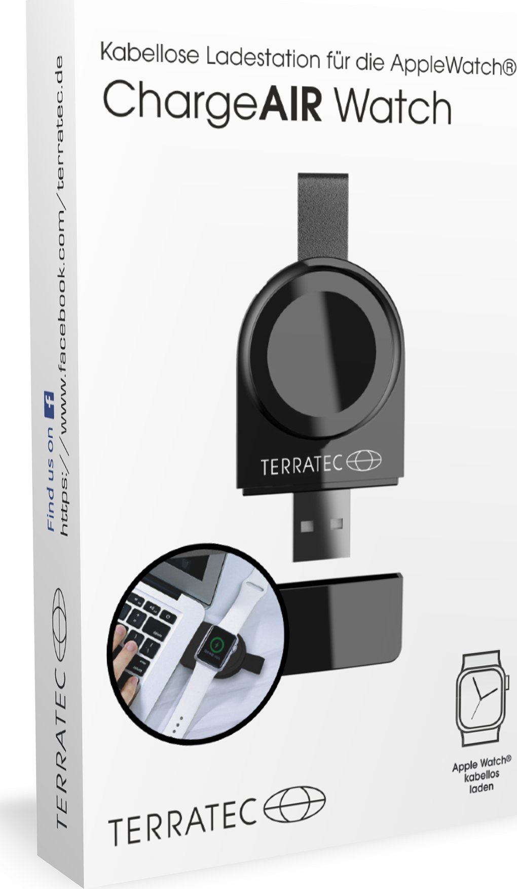 Karikues wireless për smartwatch TerraTec ChargeAIR Watch, USB, 5 V, i zi