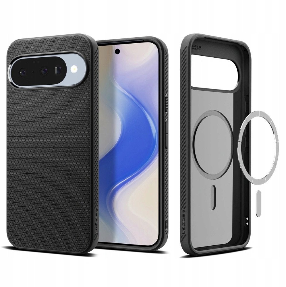 Mbrojtëse telefoni Spigen Liquid Air MagSafe, për Google Pixel 10 dhe 10 Pro, e zezë mat