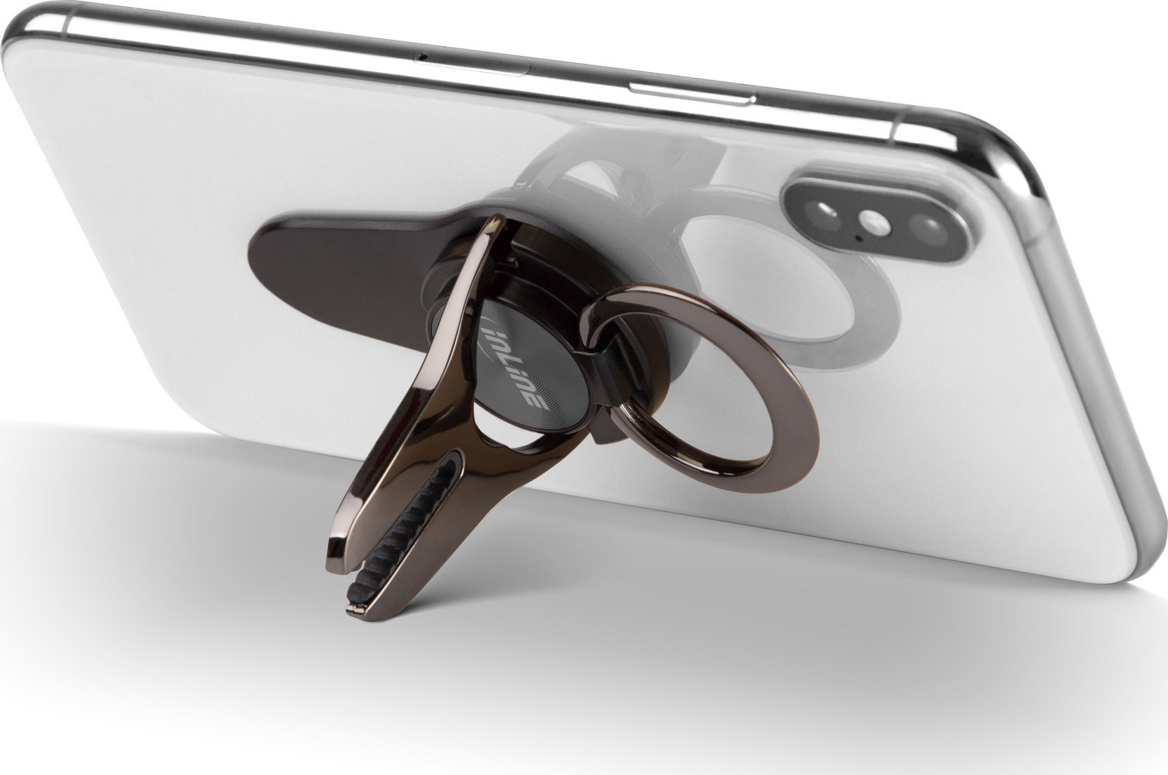 Mbajtëse smartphone InLine Smartclip 3in1, vetëngjitëse, unazë gishti, e kuqe