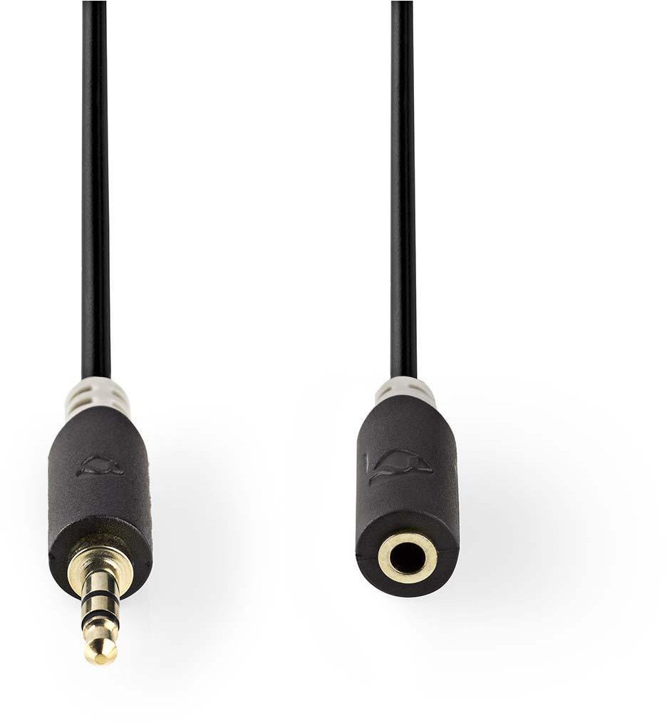 Kabllo audio stereo Nedis, 3.5 mm mashkull në 3.5 mm femër, 5 m, antracit
