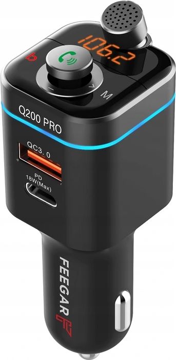 FM предавател за автомобил Feegar Q200 Pro, Bluetooth 5.0, полнење 42W QC PD, црн