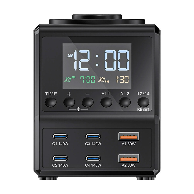 Orë alarmi BlitzWolf FW10, karikues wireless 10 në 1, ekran LED, e zezë