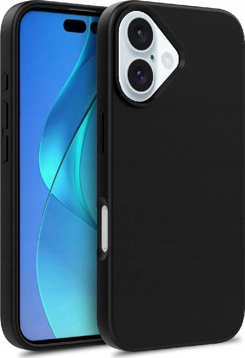 Kapak MagSafe Multiple Color Wheat Case për iPhone 16, TPU dhe fibra gruri, i zi