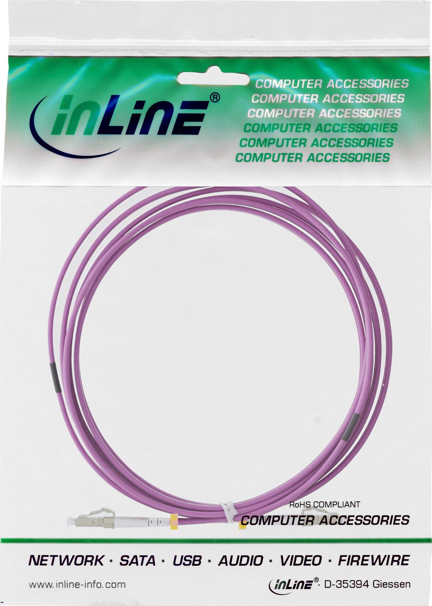 Kabllo optike InLine LWL Duplex LC LC, OM4 50/125, 30m, vjollcë