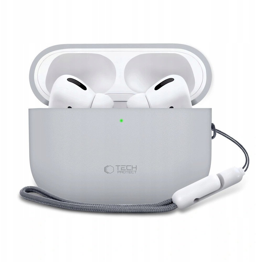 Mbrojtëse silikoni Tech-Protect për Apple AirPods Pro 3, kapak karikimi, gri