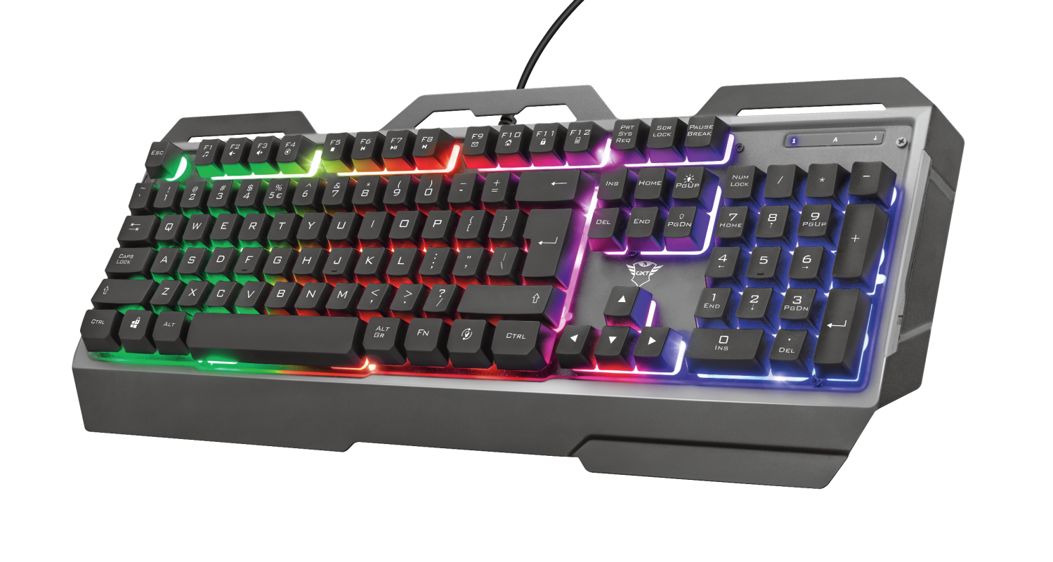 Tastierë gaming Trust GXT856 Torac, me kabllo USB, ndriçim rainbow, e zezë