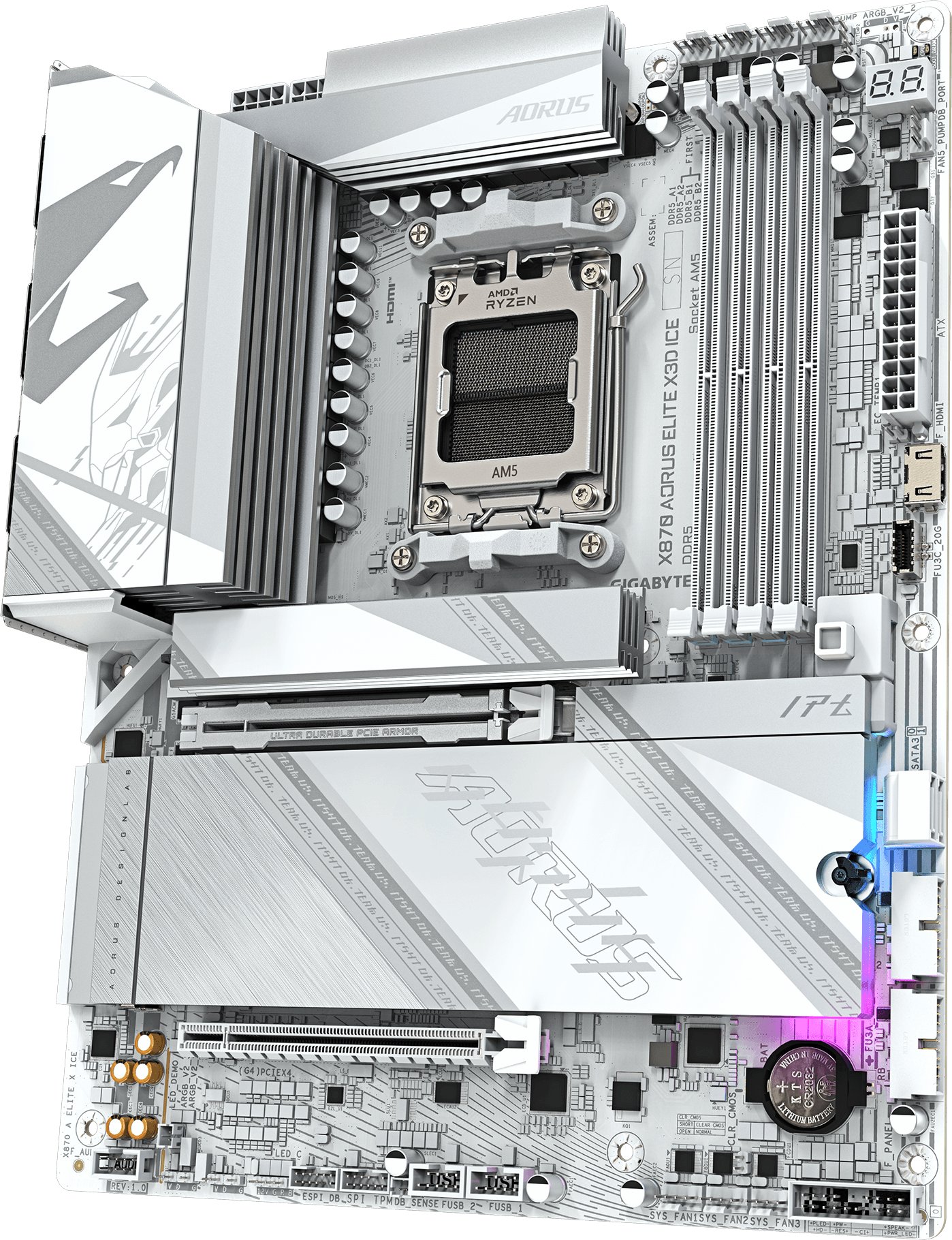 Pllakë amë GIGABYTE X870 AORUS ELITE X3D ICE, DDR5, PCIe 5.0, e bardhë